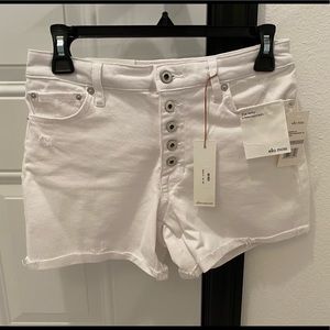 ella moss (Anthropologie) White Denim Cuffed Midi Short - NWT - 26 & 27